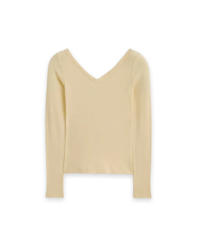 Everlane RetroSoft Cotton Wide V-Neck Top · Italian Straw