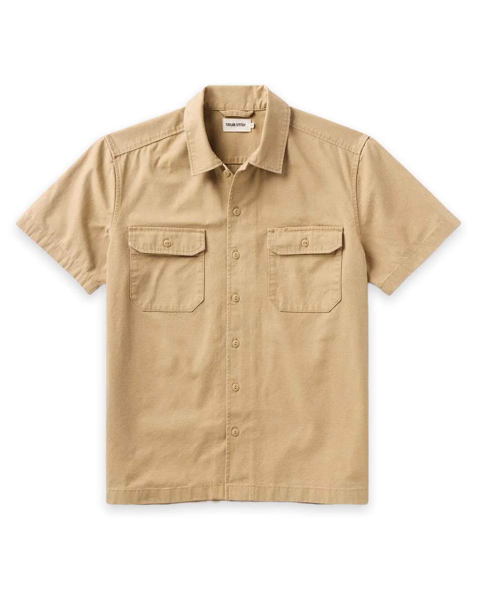 Taylor Stitch The Short Sleeve Mechanic Shirt in Khaki Ripstop
