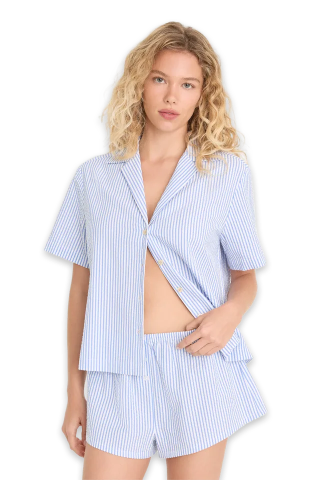 Good American THE SEERSUCKER CAMP SHIRT
