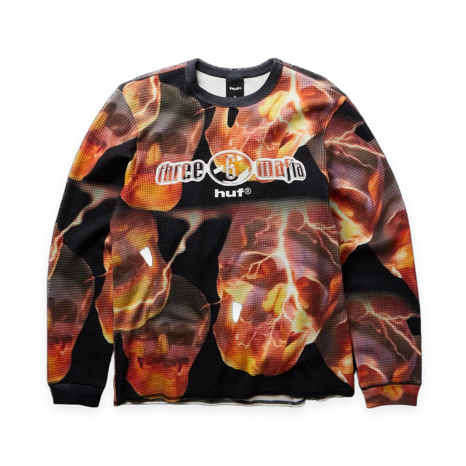 HUF huf x Three 6 Mafia Torched Long Sleeve Thermal Shirt