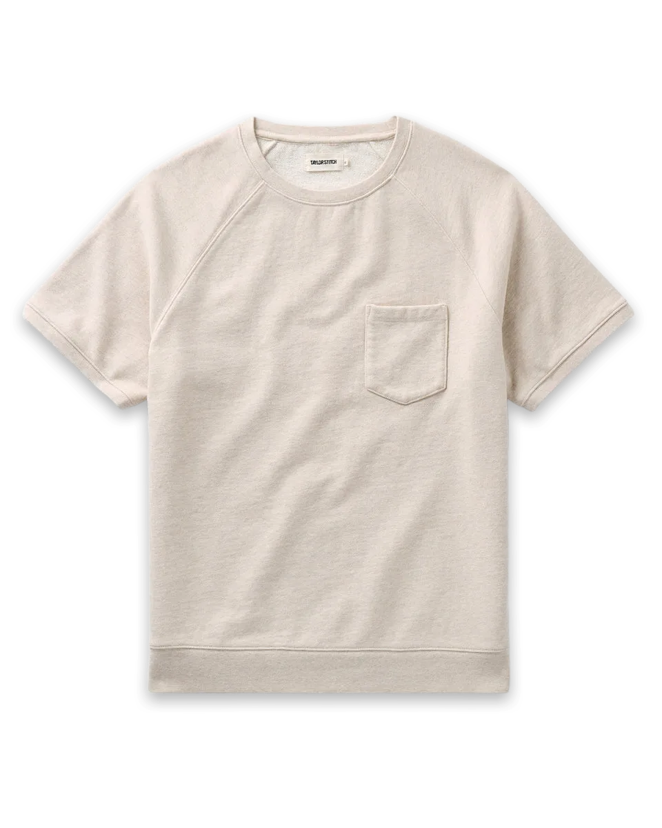 Taylor Stitch The Short Sleeve Sunset Crew in Heather Oat Terry