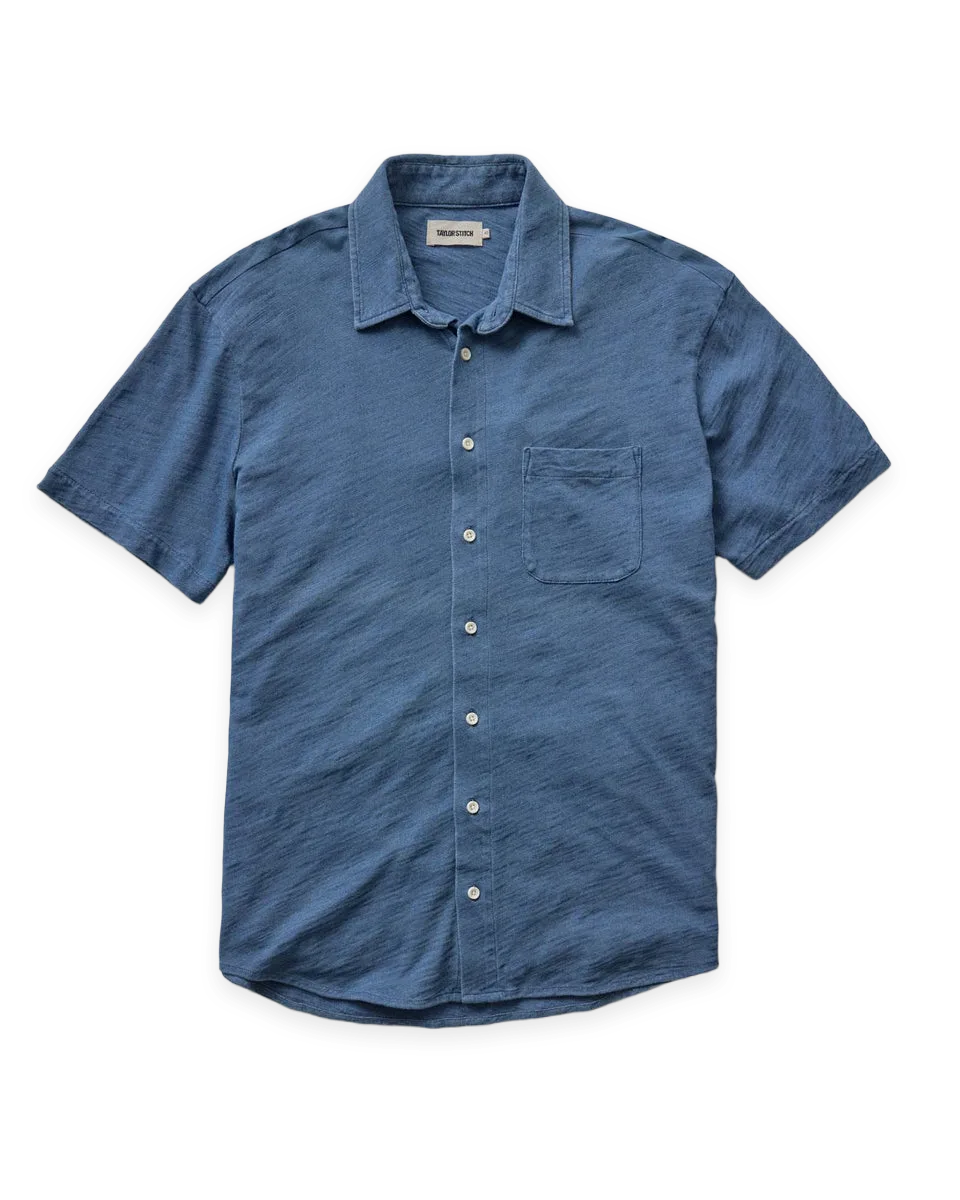 Taylor Stitch The Short Sleeve California in Washed Indigo Slub
