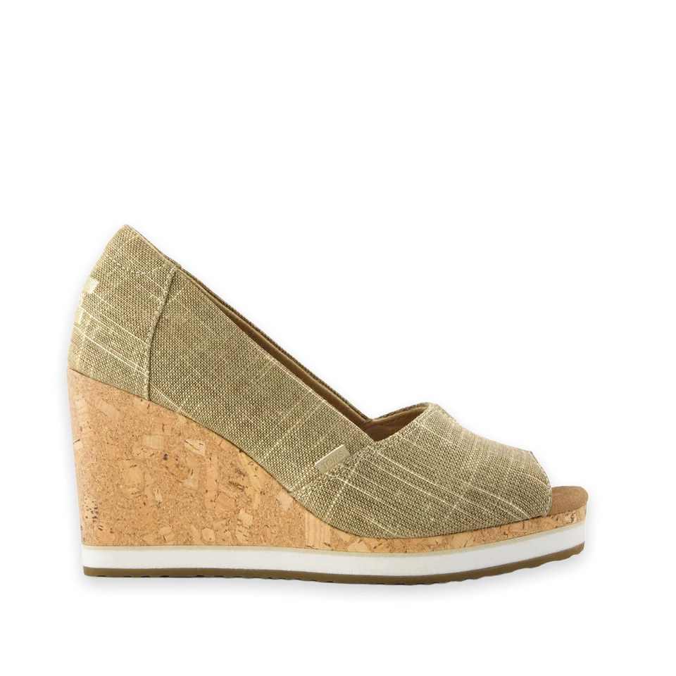 TOMS Womens Essential Wedge Gold Shimmer Crosshatch