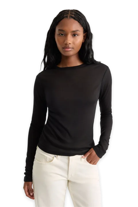 Good American THE SHEER RIB LONG SLEEVE