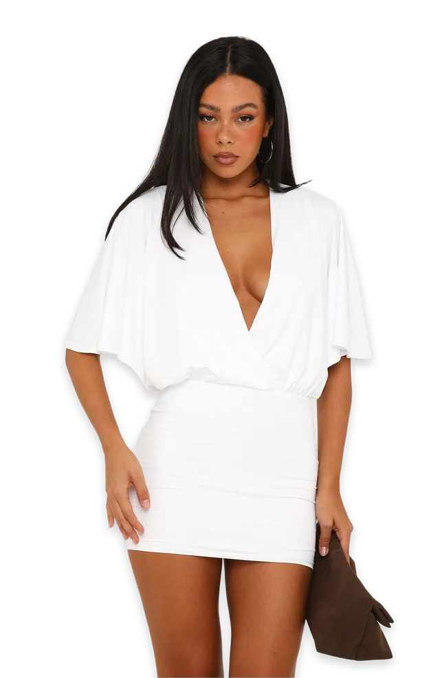 White Fox Gained My Wings Short Sleeve Mini Dress White