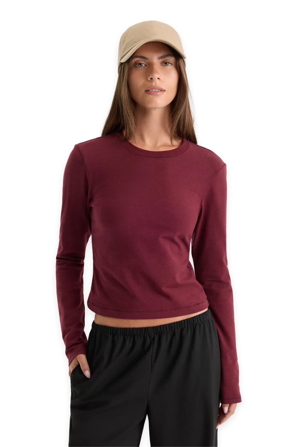 Good American THE LONG SLEEVE BABY TEE