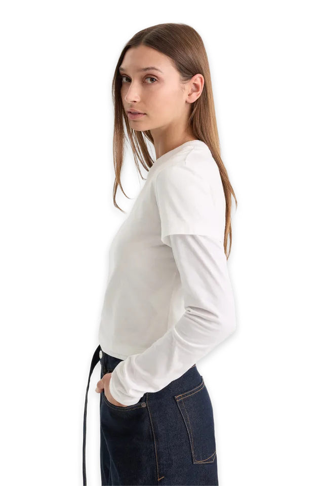 Good American THE COMBO LAYERED TEE