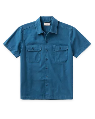 Taylor Stitch The Short Sleeve Mechanic Shirt in Atlantic Ripstop