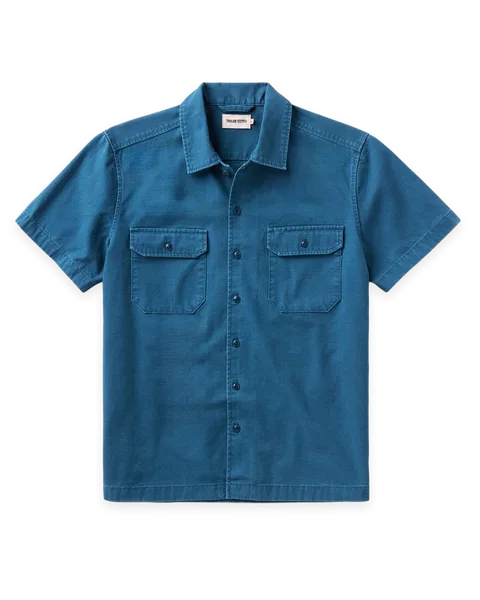 Taylor Stitch The Short Sleeve Mechanic Shirt in Atlantic Ripstop