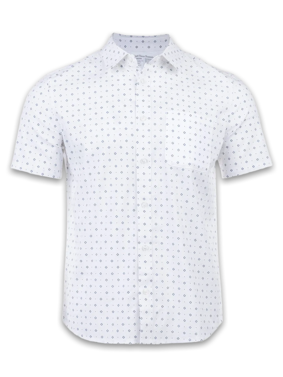 Fresh Clean Threads White Print All Day Short Sleeve Shirt