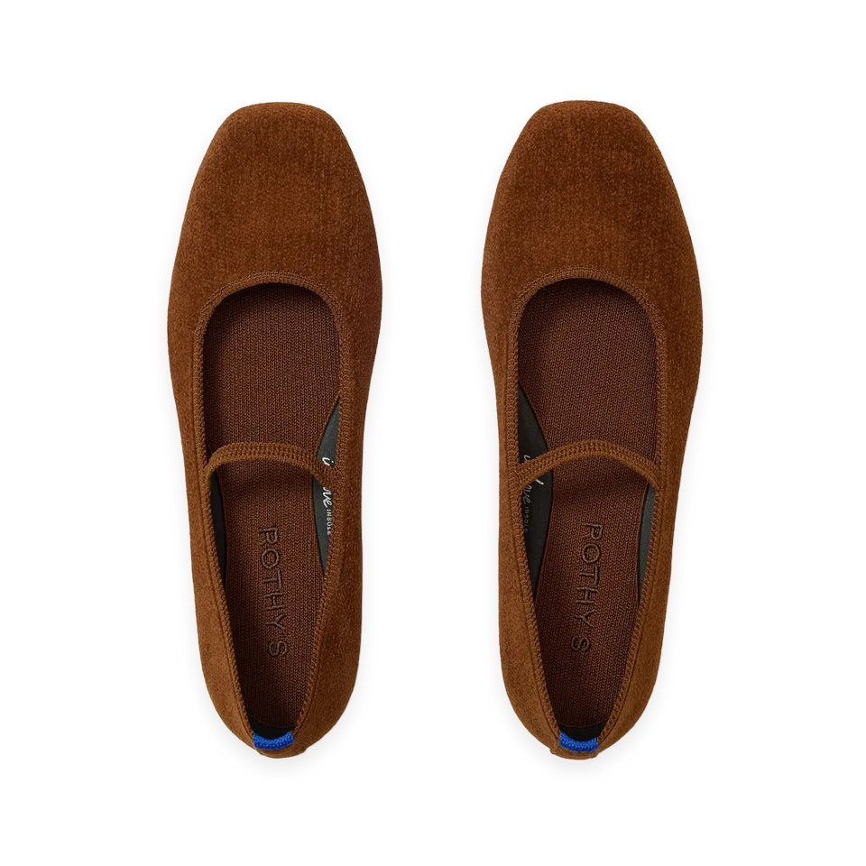 Rothy's The Max Square Mary Jane · ReVelvet™ Russet