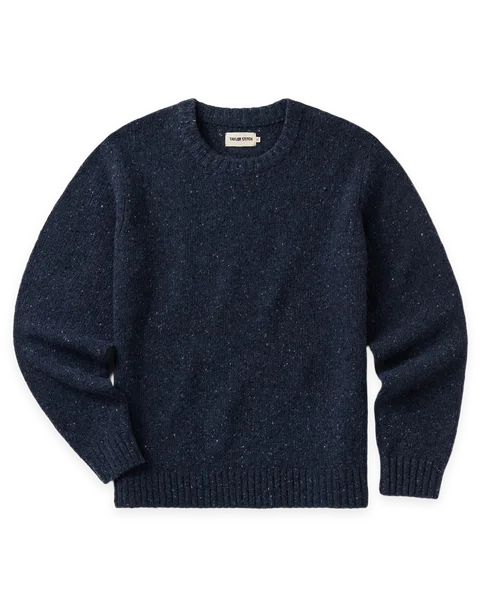 Taylor Stitch The Seafarer Crew Sweater in Atlantic Blue Donegal