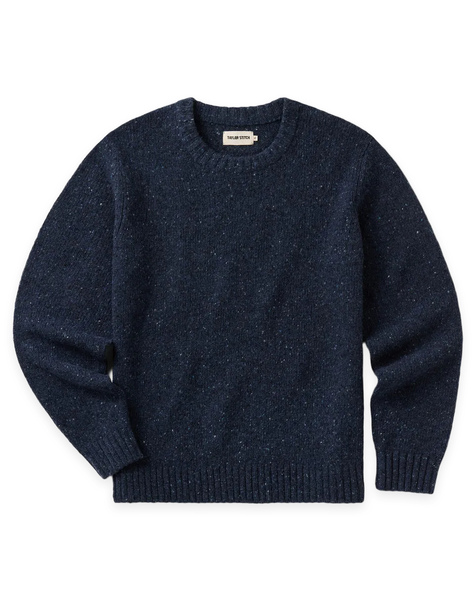 Taylor Stitch The Seafarer Crew Sweater in Atlantic Blue Donegal