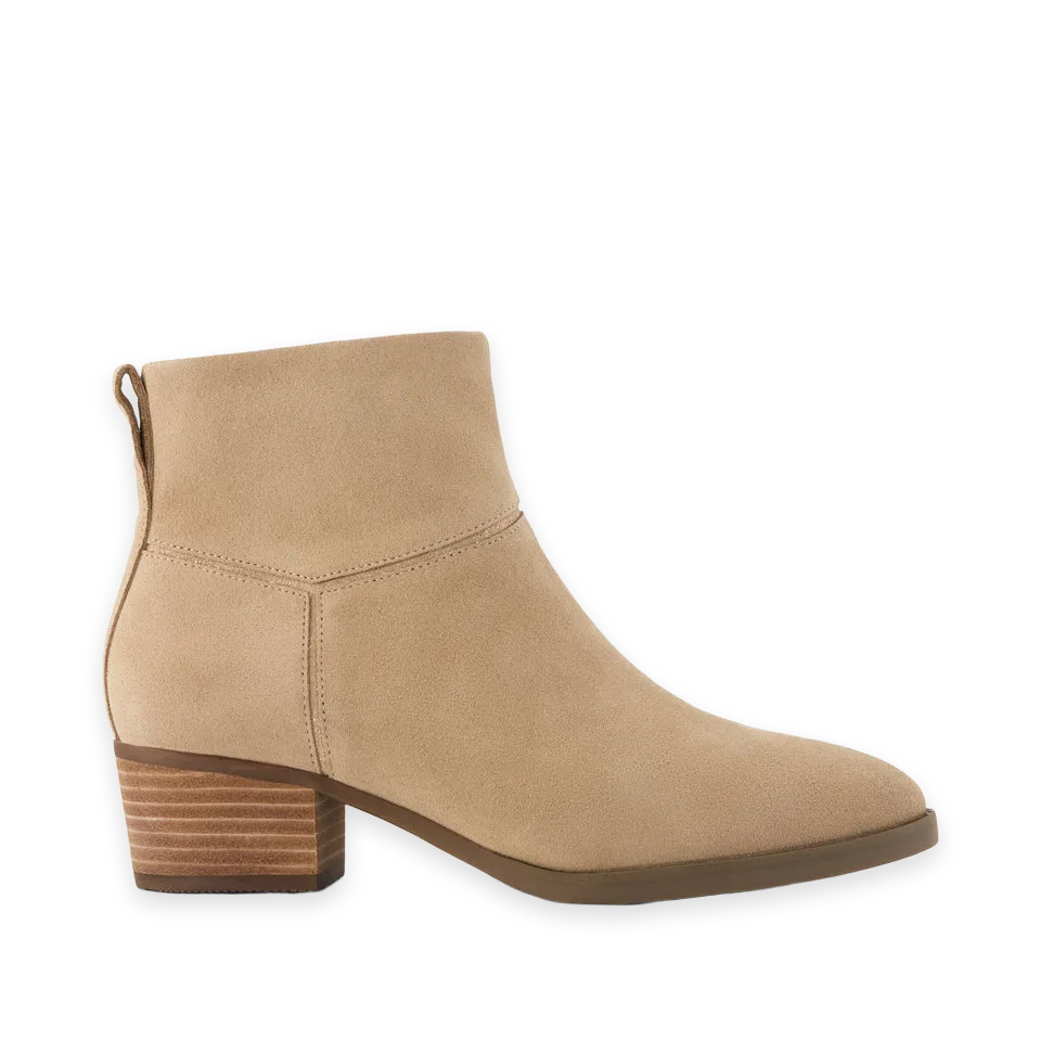 TOMS Womens Elia Ankle Boot Water Resistant Taupe Suede