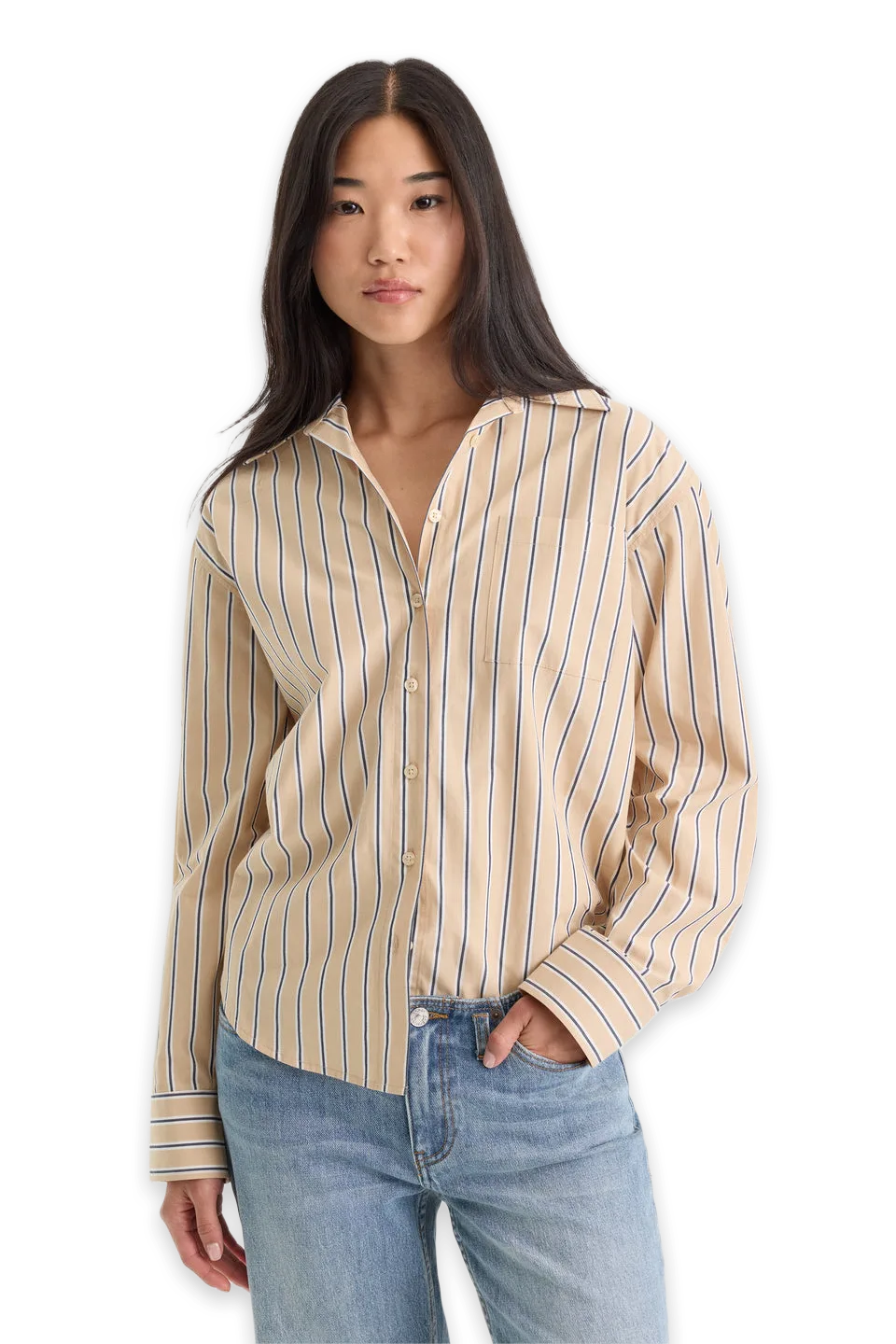 Good American THE POPLIN EASY SHIRT