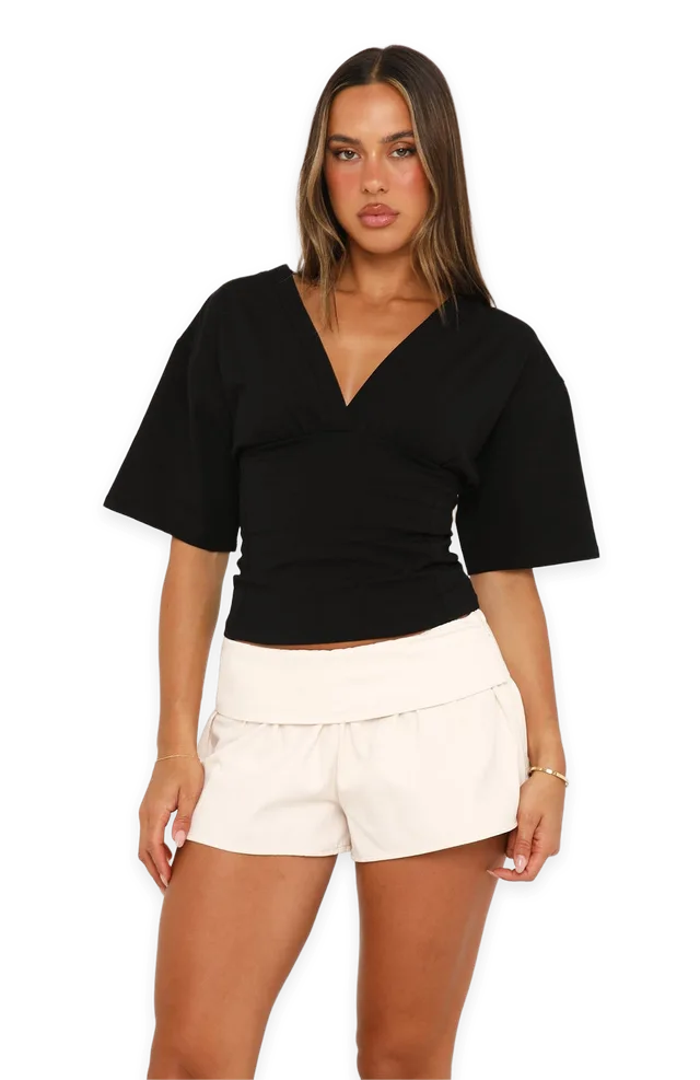 White Fox The Blueprint Fold Over Shorts Off White
