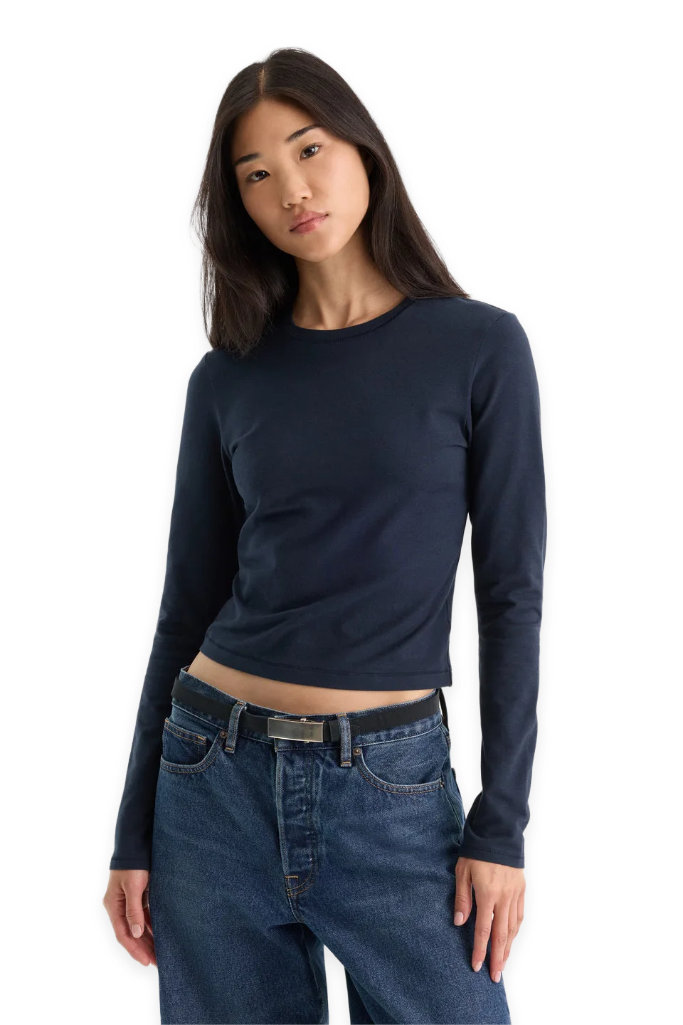 Good American THE LONG SLEEVE BABY TEE