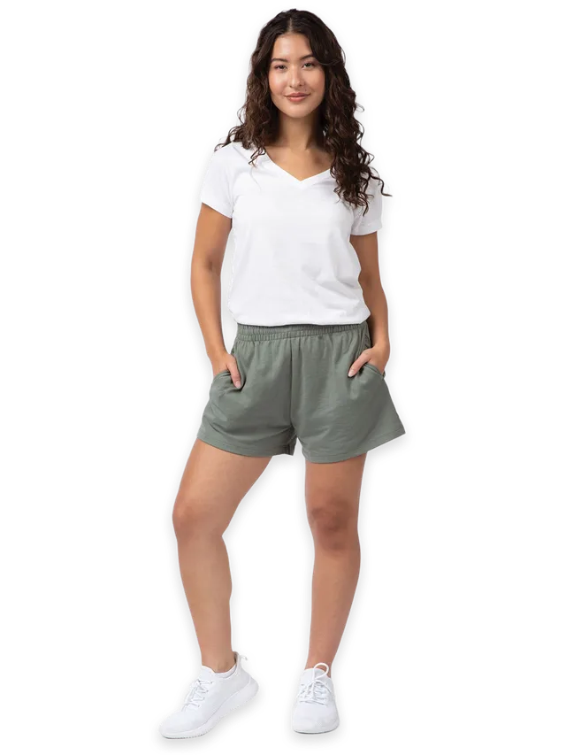 Fresh Clean Threads Women's Mercury Green Terry Lounge Shorts