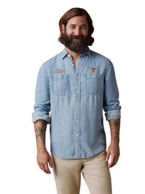 Faherty University of Texas Tried & True Chambray Workshirt