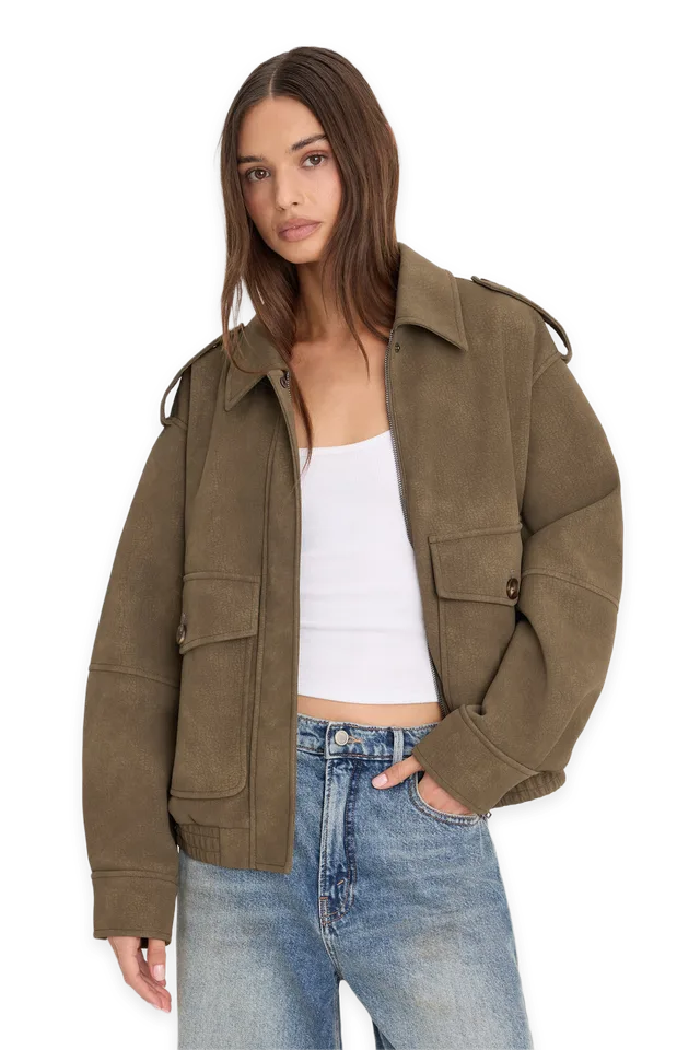Good American THE BETTER THAN LEATHER BOMBER JACKET