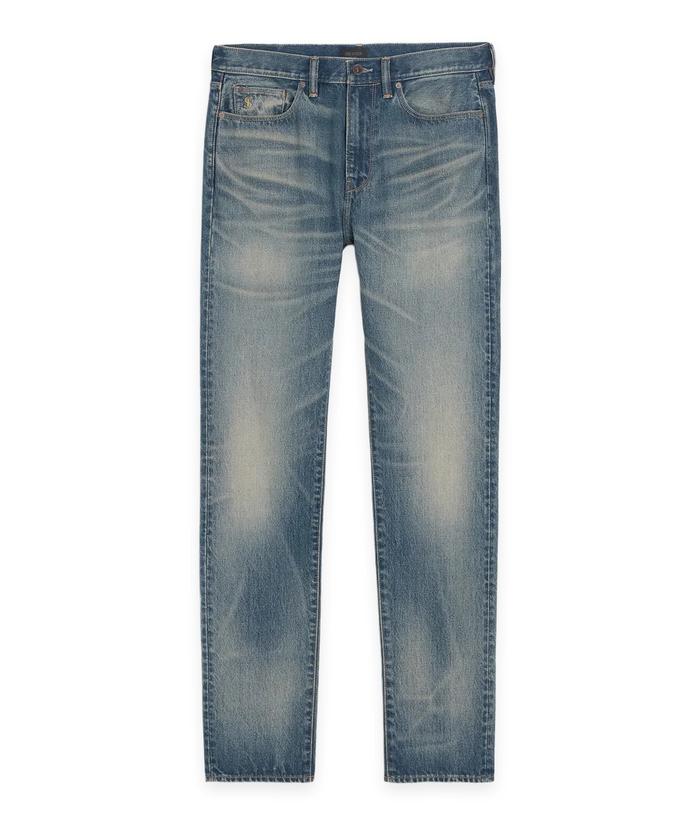 Todd Snyder High-Rise Slim Fit Jean in Worn Dark Indigo