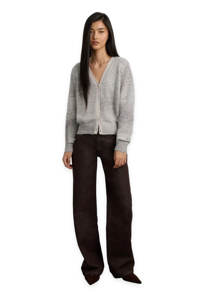 Oak + Fort BOUCLE V-NECK CARDIGAN