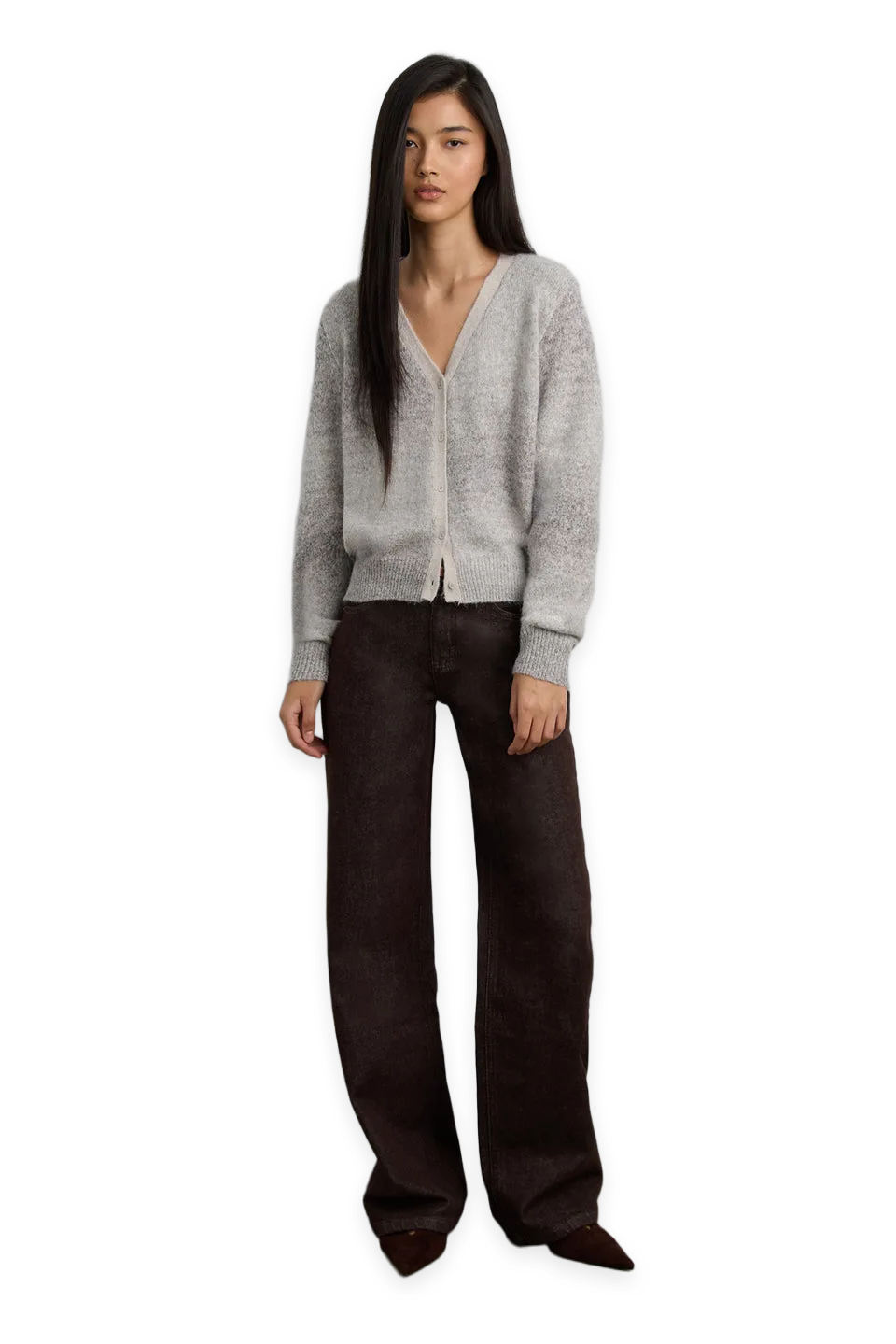 Oak + Fort BOUCLE V-NECK CARDIGAN