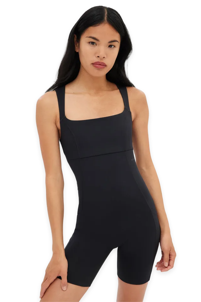 Girlfriend Collective Black Tina Open Back Unitard