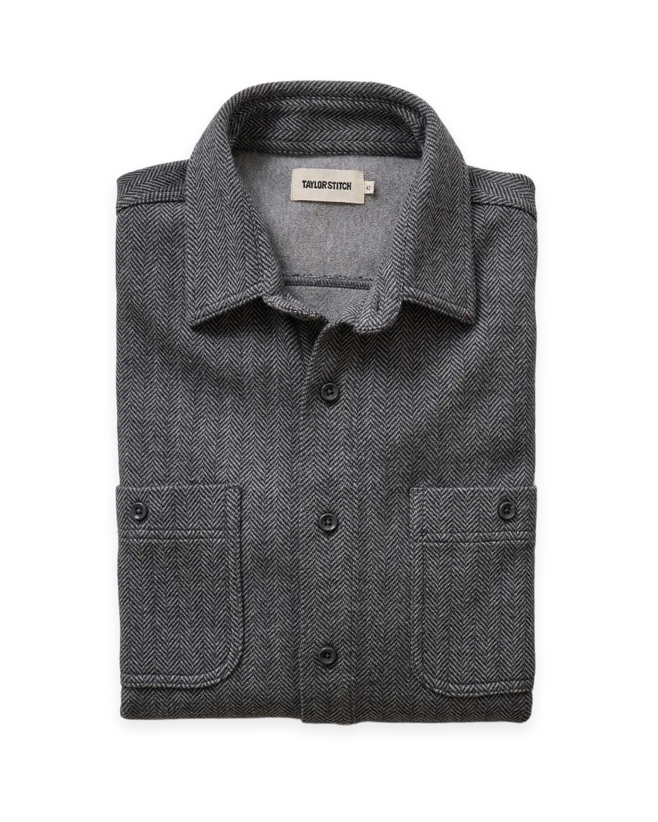 Taylor Stitch The North Shore Knit Shirt in Heather Coal