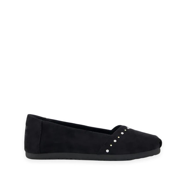 TOMS Womens Alpargata Ballet Flat Black Microsuede