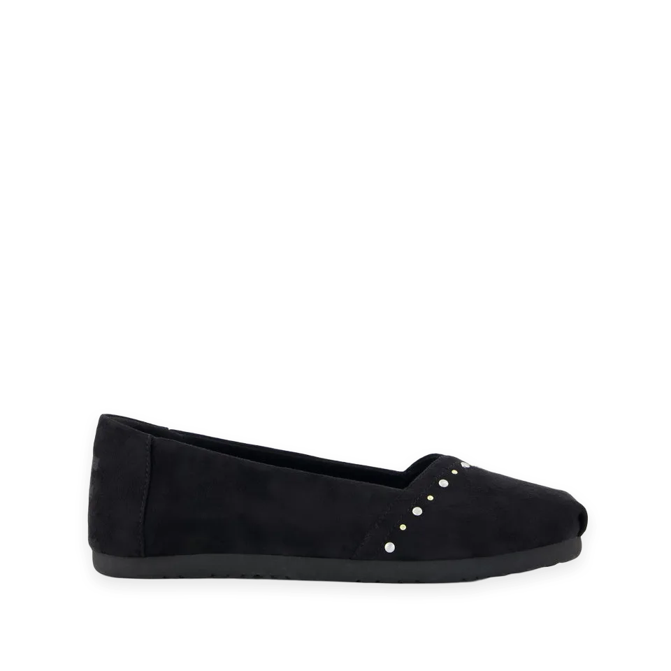 TOMS Womens Alpargata Ballet Flat Black Microsuede