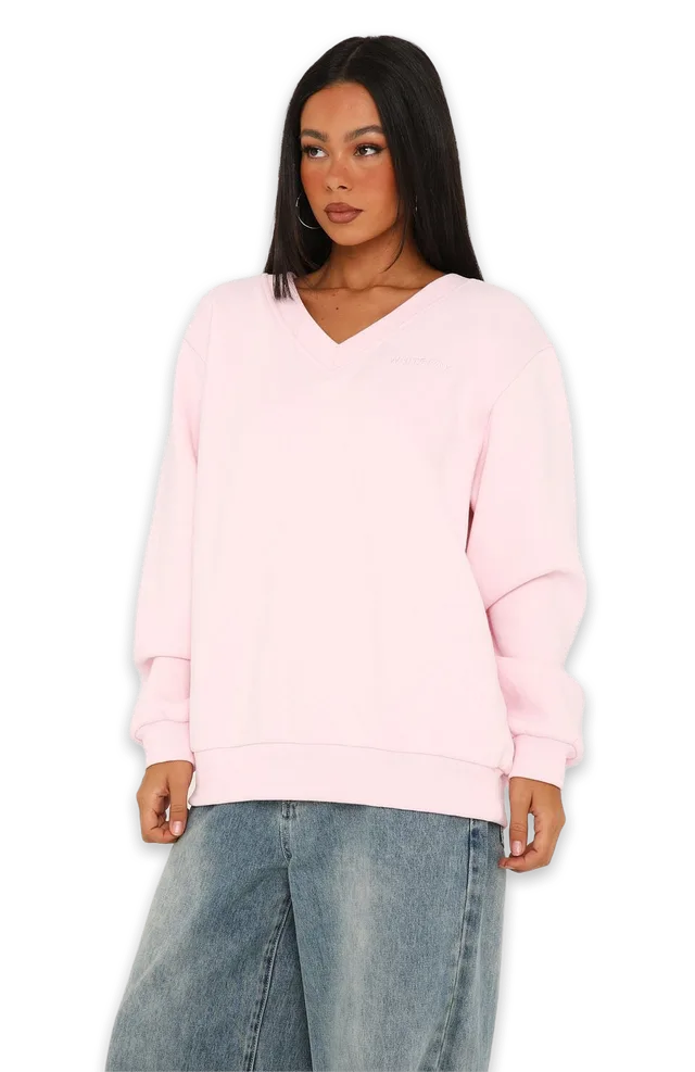 White Fox Give You A Break V Neck Oversized Sweater Posy