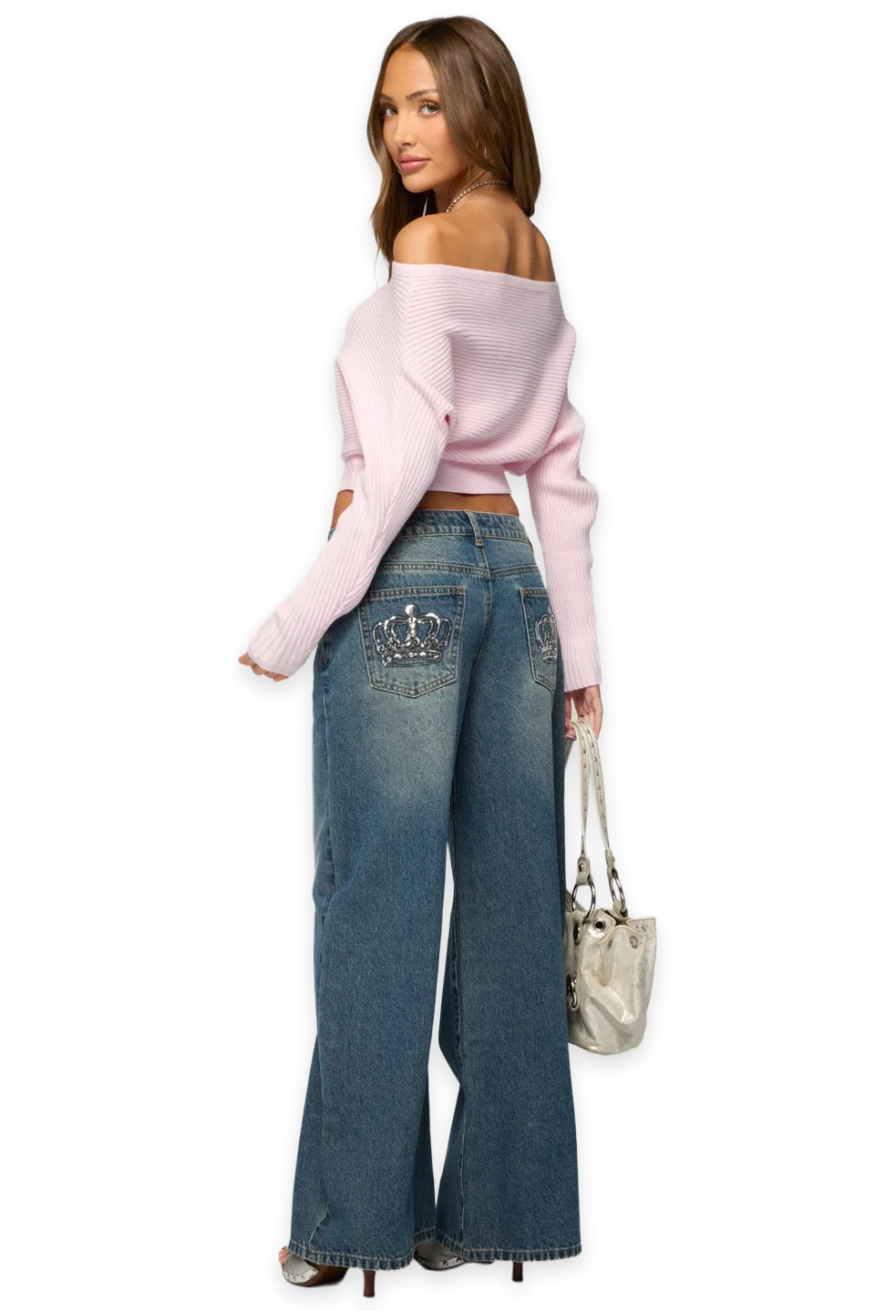 Edikted Crown Low Rise Wide Leg Jeans