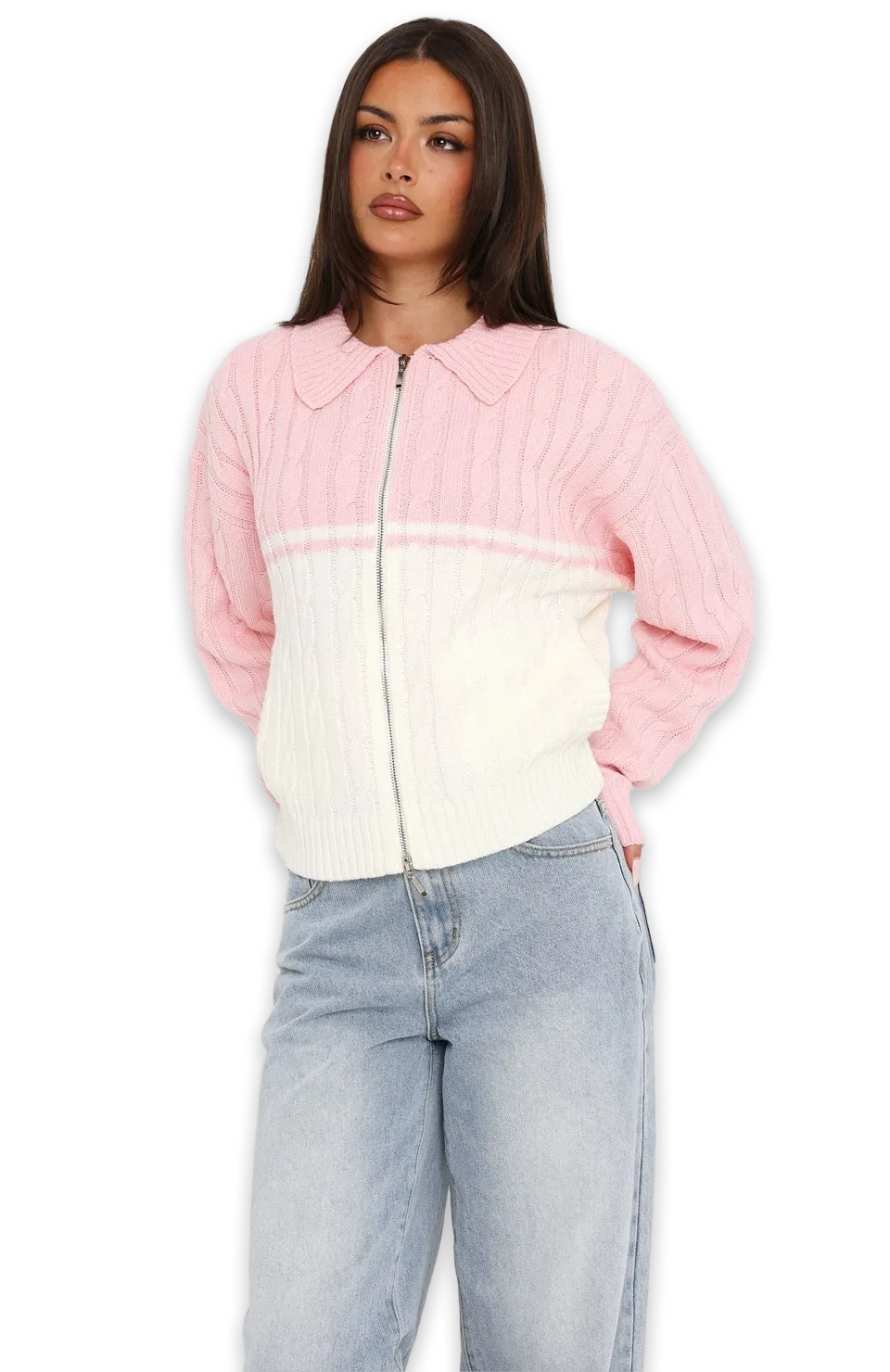White Fox Winifred Knit Cardigan Strawberry Cream, photo 3