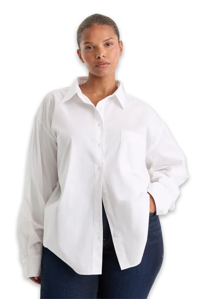 Good American THE POPLIN EASY SHIRT