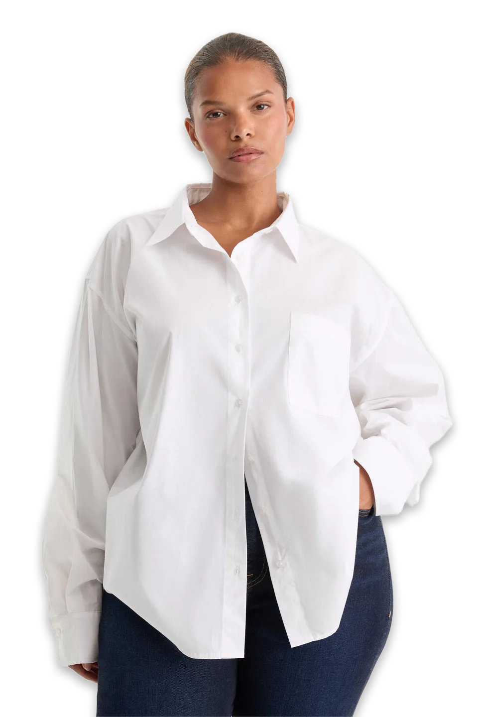 Good American THE POPLIN EASY SHIRT