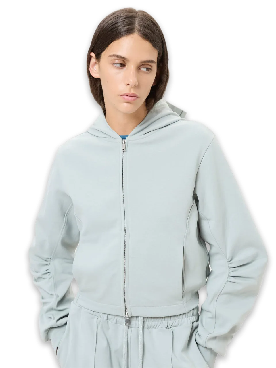 Pangaia Womens Double Jersey Zip Up Hoodie—Silent Stone