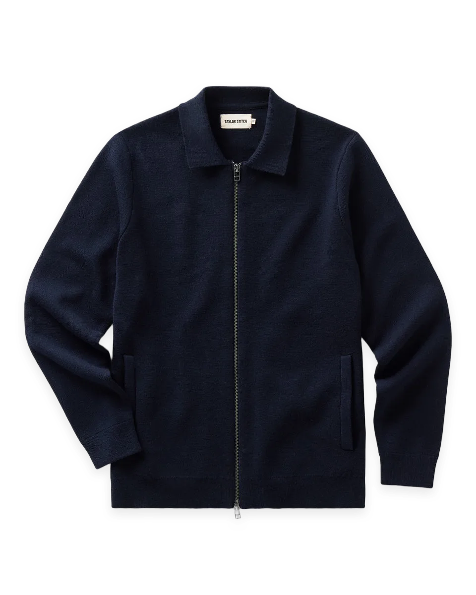Taylor Stitch The Portola Sweater Jacket in Midnight Merino