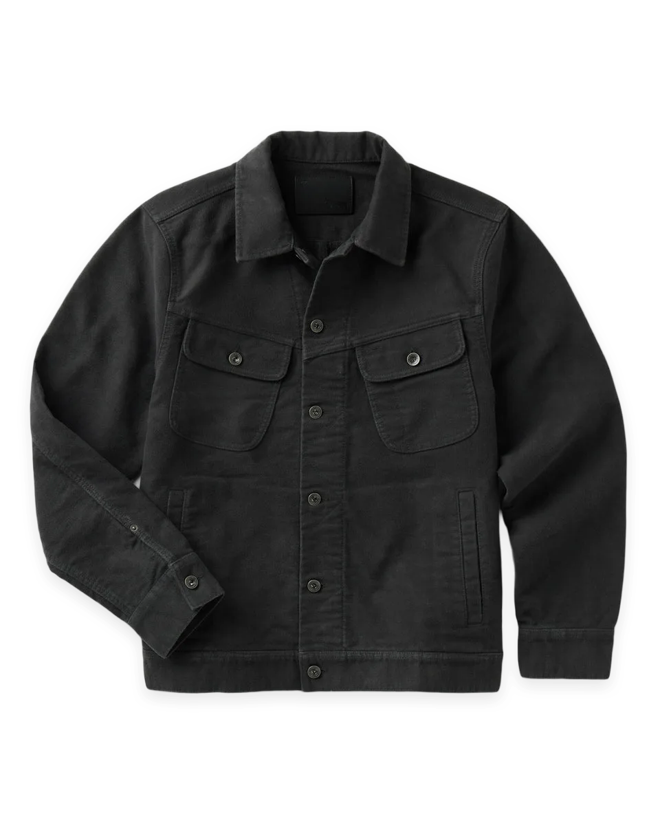 Taylor Stitch The Long Haul Jacket in Faded Black Washed Moleskin