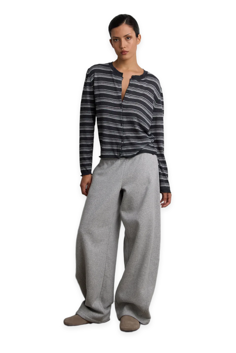 Oak + Fort RIBBED KNIT STRIPED CARDIGAN