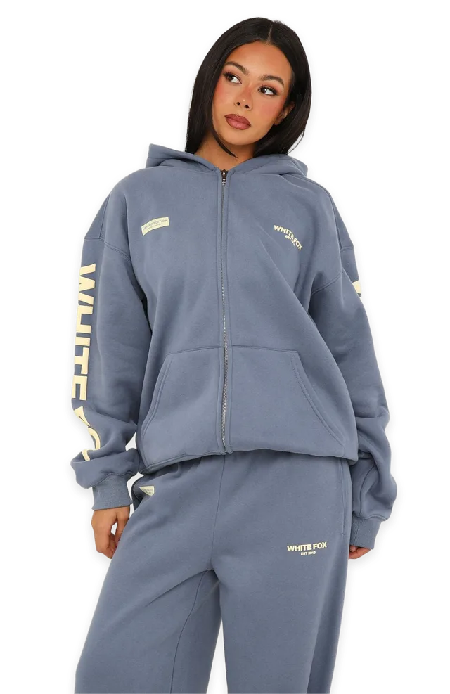 White Fox Higher Ground Zip Front Hoodie Ocean
