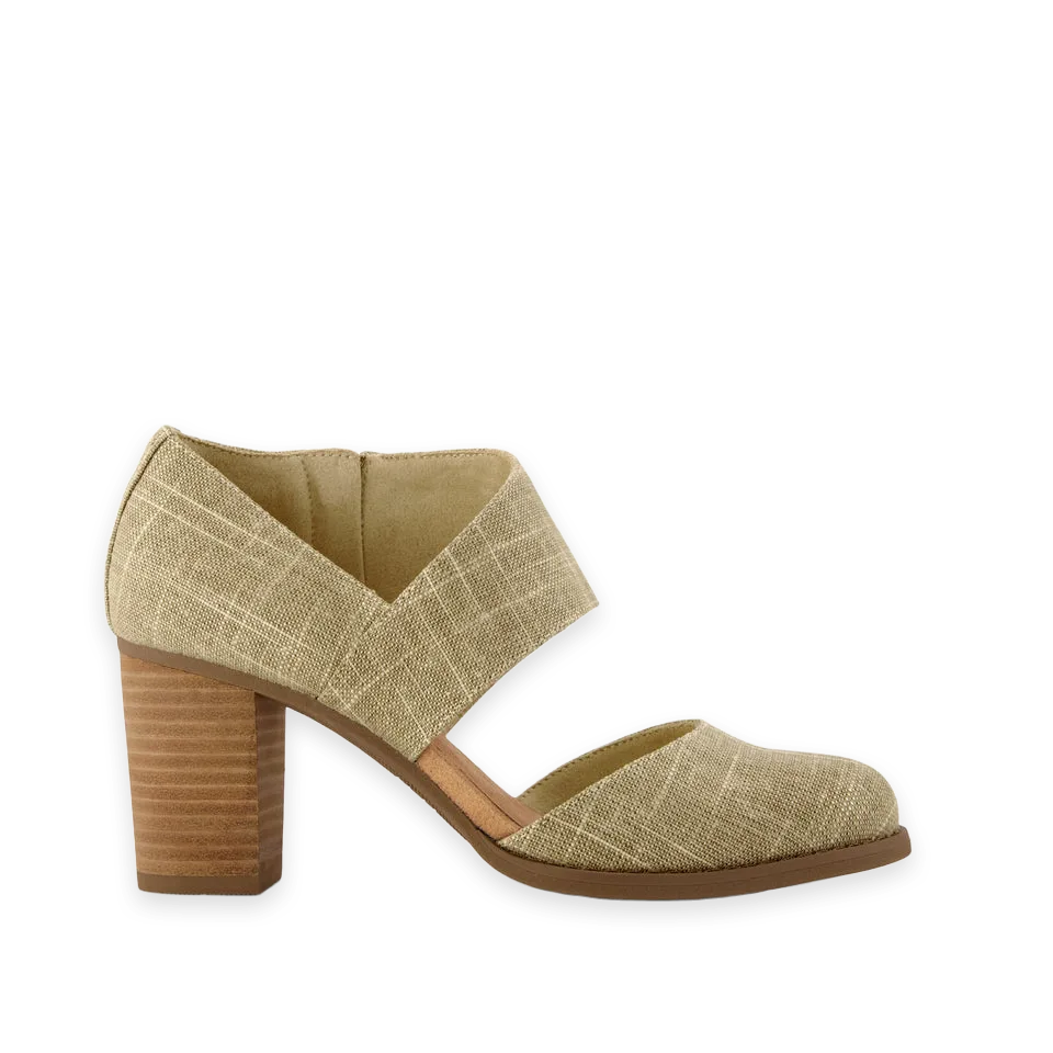 TOMS Womens Milan Nova Heel Gold Shimmer Crosshatch