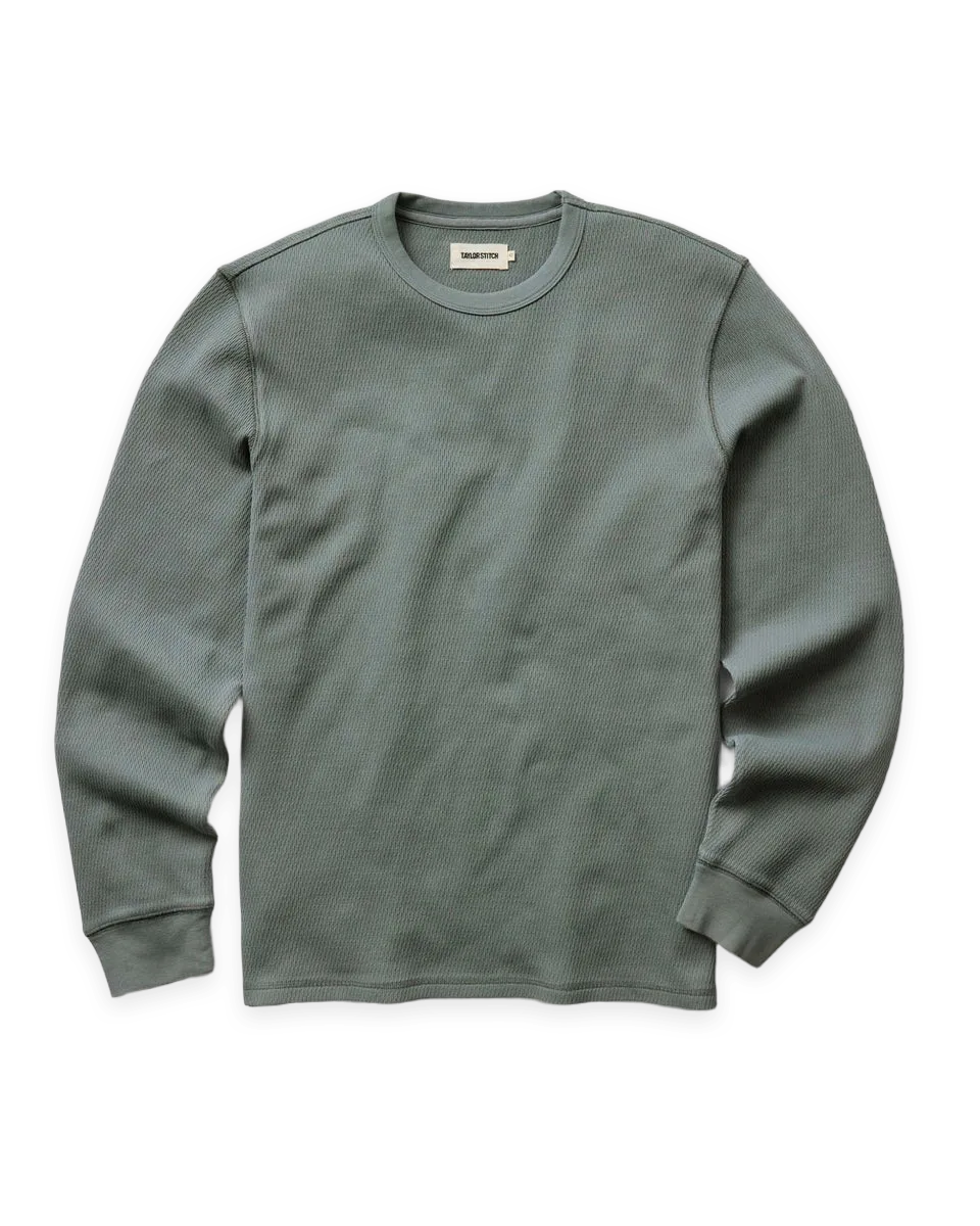 Taylor Stitch The Organic Cotton Crew in Deep Sea Waffle
