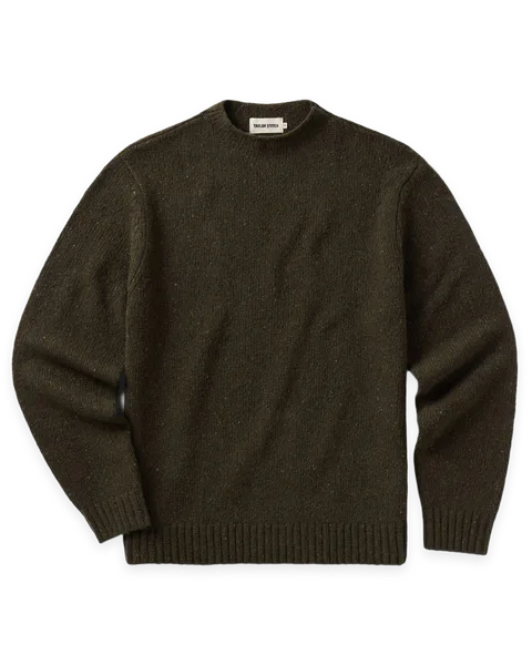 Taylor Stitch The Seafarer Rollneck Sweater in Olive Donegal