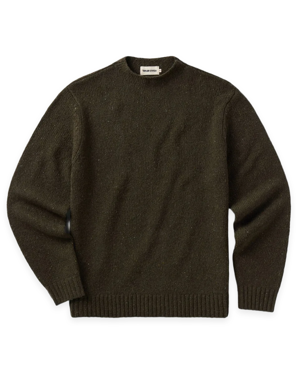 Taylor Stitch The Seafarer Rollneck Sweater in Olive Donegal