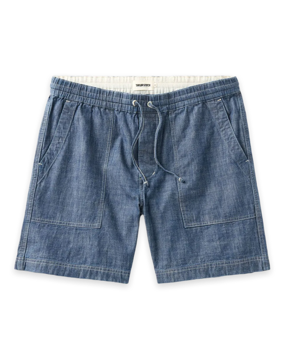 Taylor Stitch The Breakwater Short in Washed Indigo Chambray