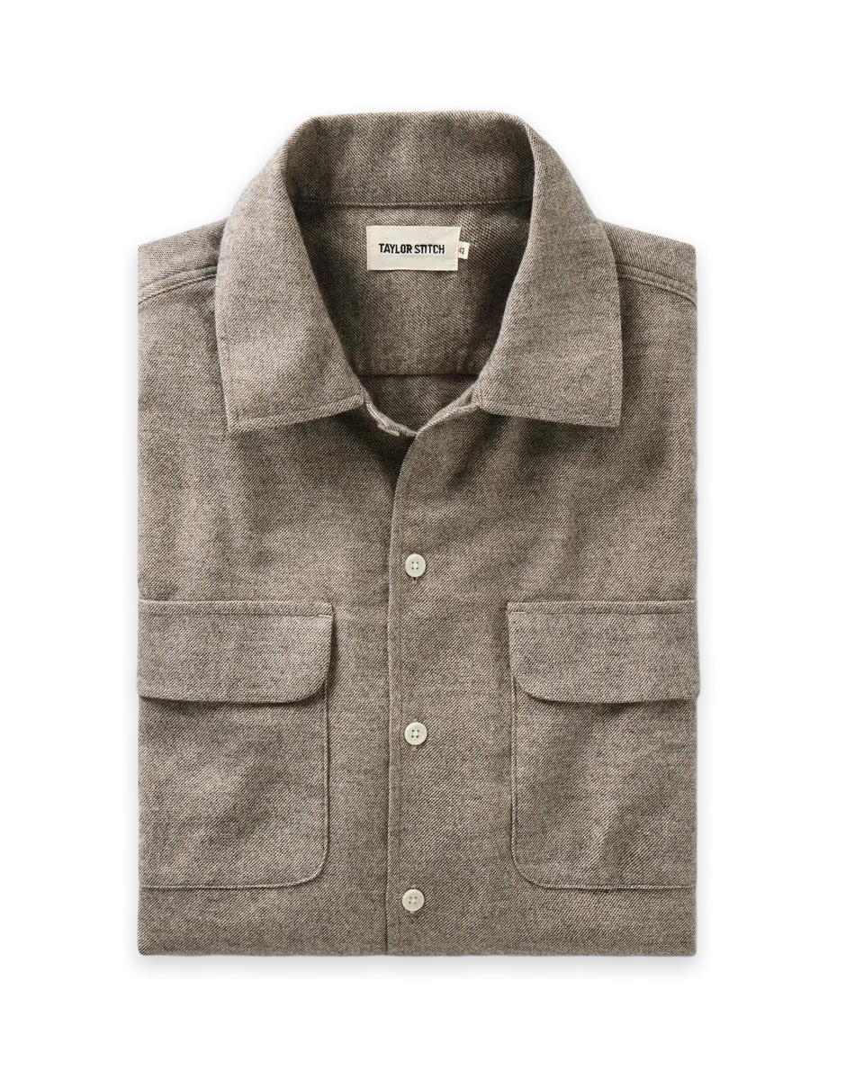 Taylor Stitch The Shore Shirt in Driftwood Portuguese Mouline Flannel