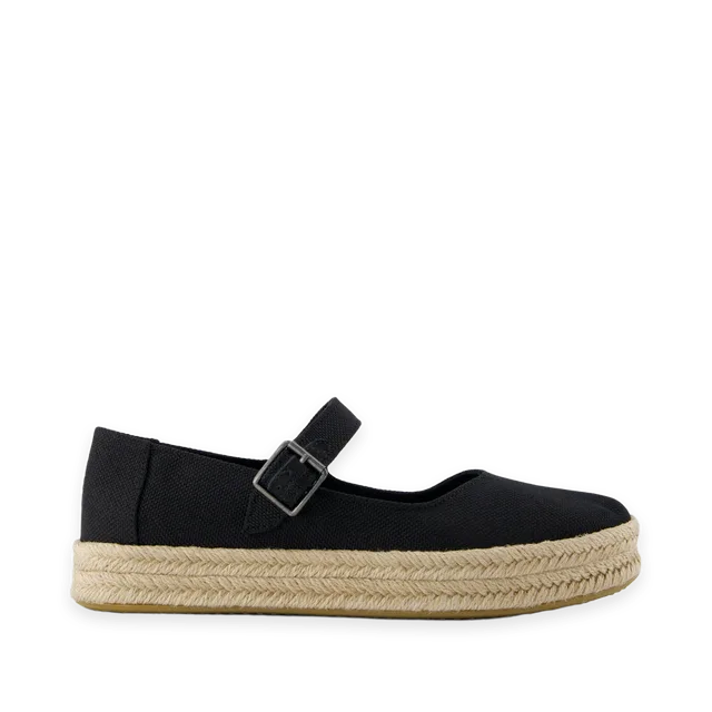 TOMS Carolina Mary Jane Espadrille Black Heavy Canvas