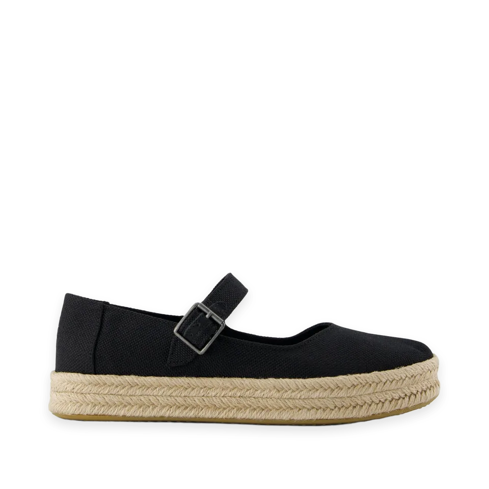 TOMS Carolina Mary Jane Espadrille Black Heavy Canvas