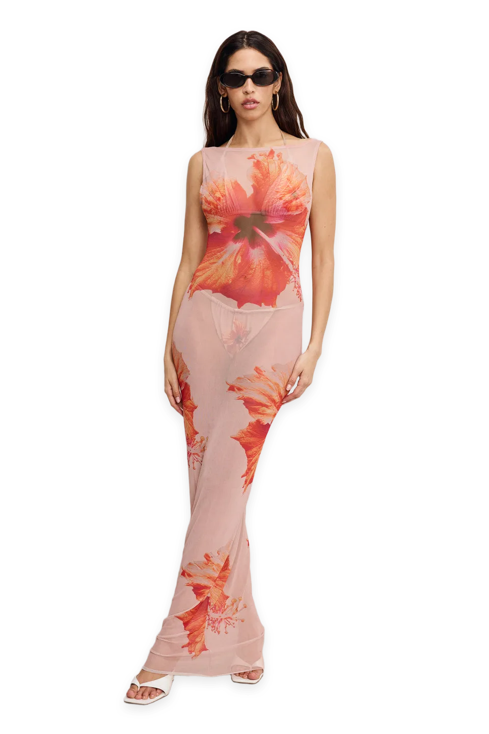 Good American GAUZE MESH MAXI DRESS